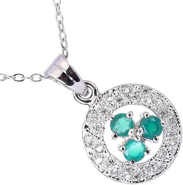 exotic india Sterling Silver Round Shape Pendant 