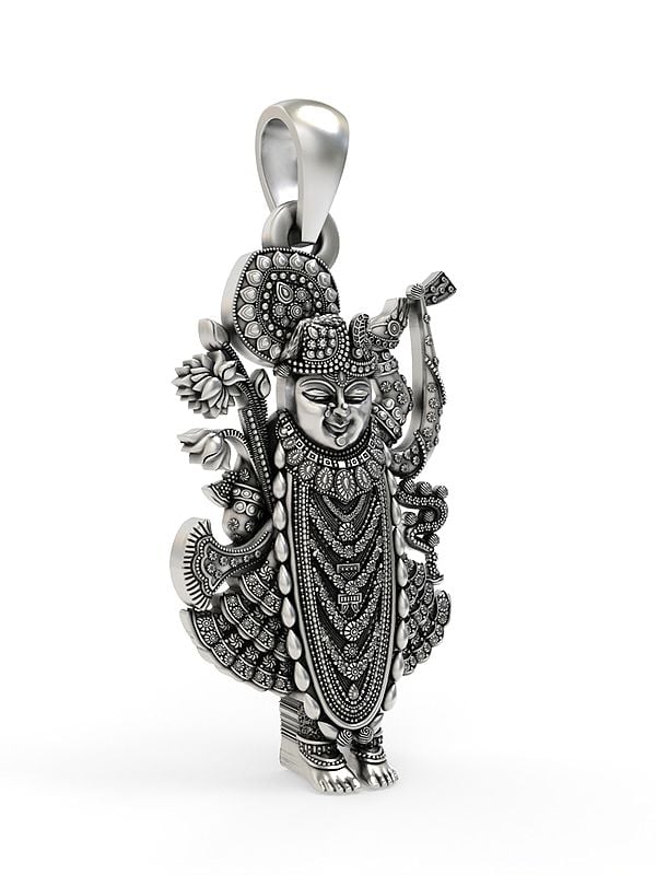 Exotic India Sterling Silver Shrinathji Pendant 