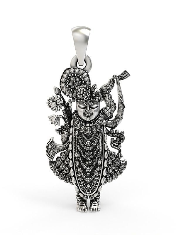 exotic india Sterling Silver Shrinathji Pendant 