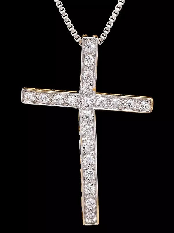 Exotic India Stone Studded Brass Cross Pendant 