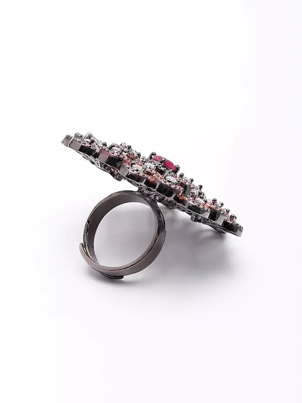 Exotic India Stone Studded Flower Design Ring 