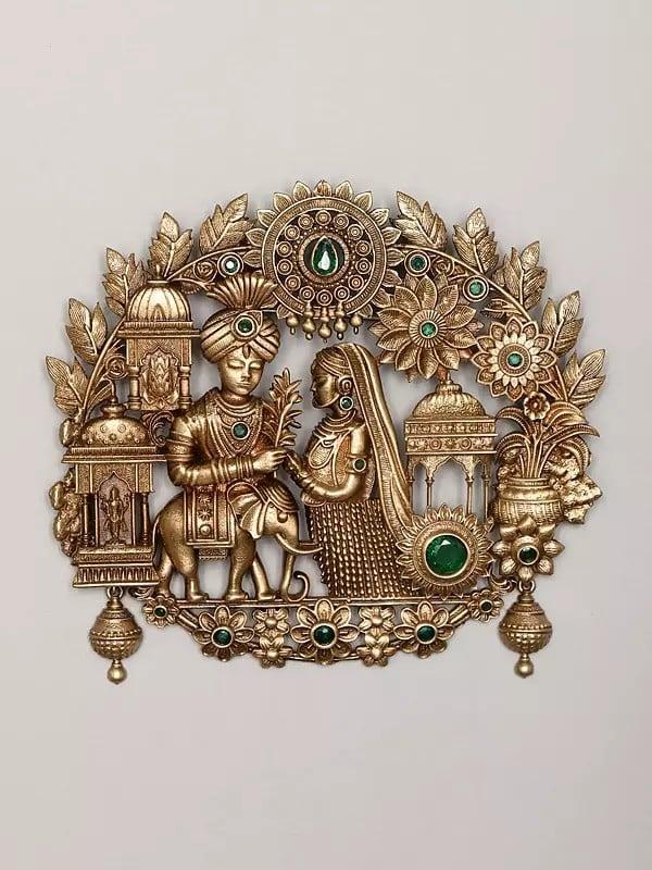 exotic india Stone Studded King and Queen Brooch 