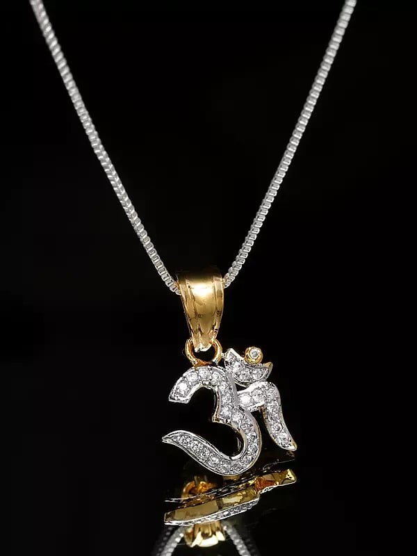 Exotic India Stone Studded Om Pendant 