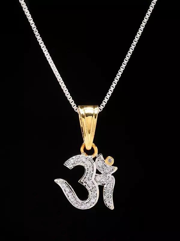 exotic india Stone Studded Om Pendant 