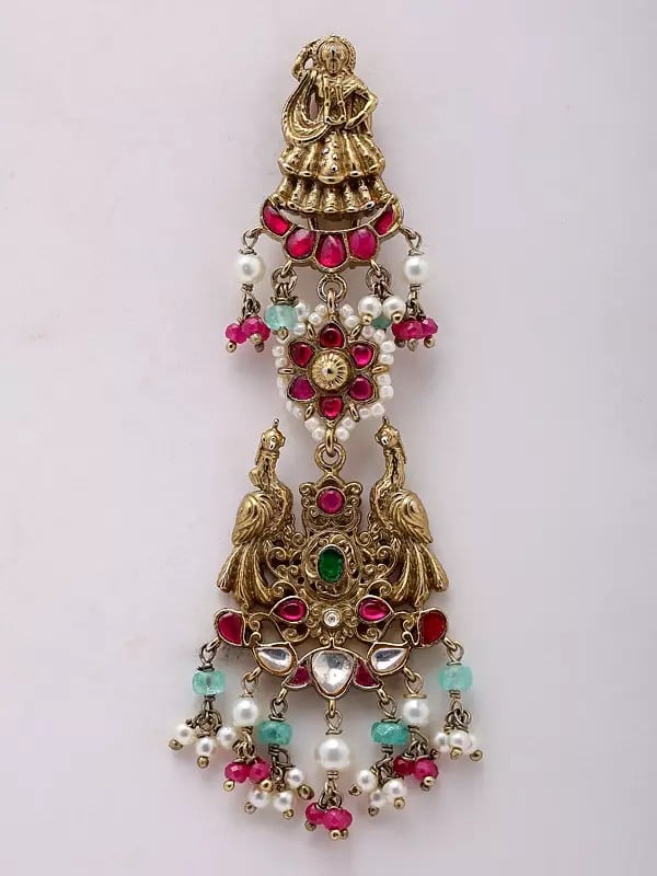 Exotic India Stone Studded Peacock Design Earrings 