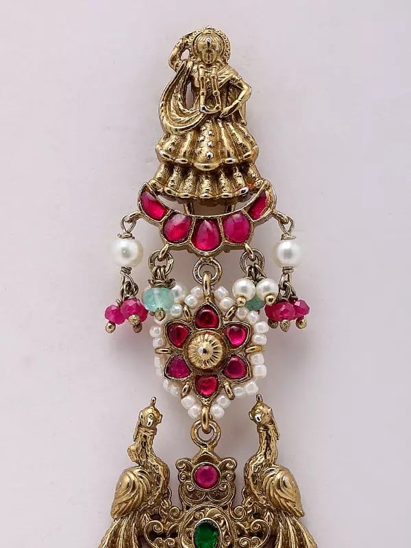 Exotic India Stone Studded Peacock Design Earrings 