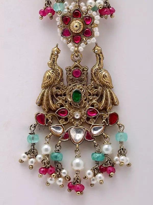 Exotic India Stone Studded Peacock Design Earrings 