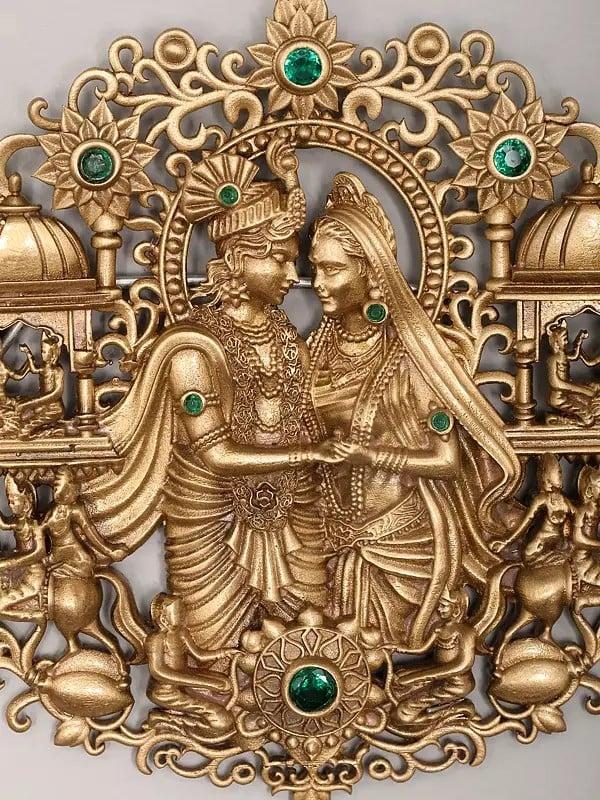 Exotic India Stone Studded Radha Krishna Brooch 
