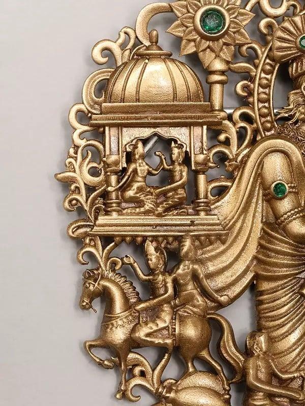Exotic India Stone Studded Radha Krishna Brooch 