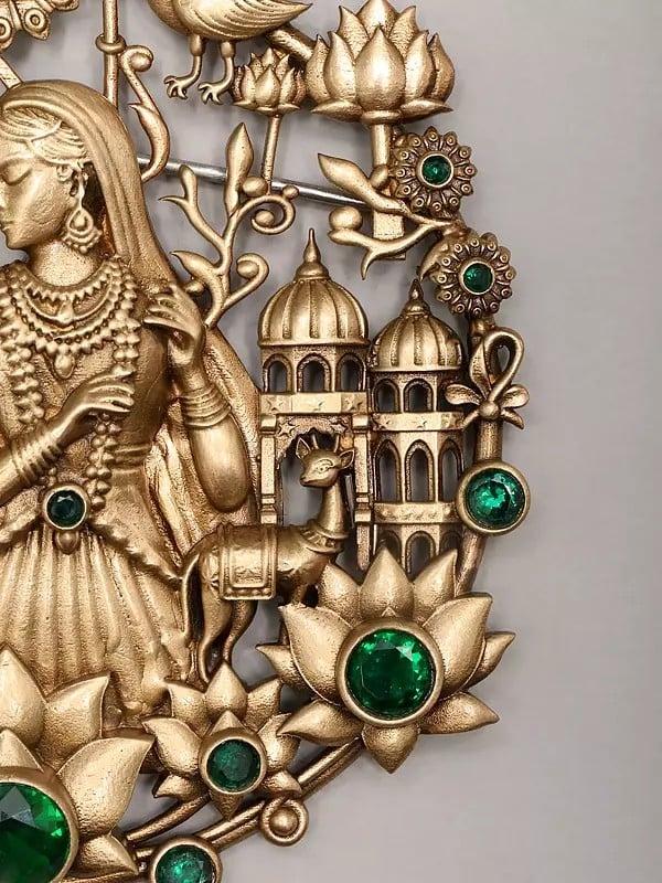 Exotic India Stone Studded Radha Krishna Brooch 