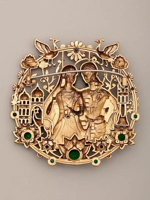 Exotic India Stone Studded Radha Krishna Brooch 