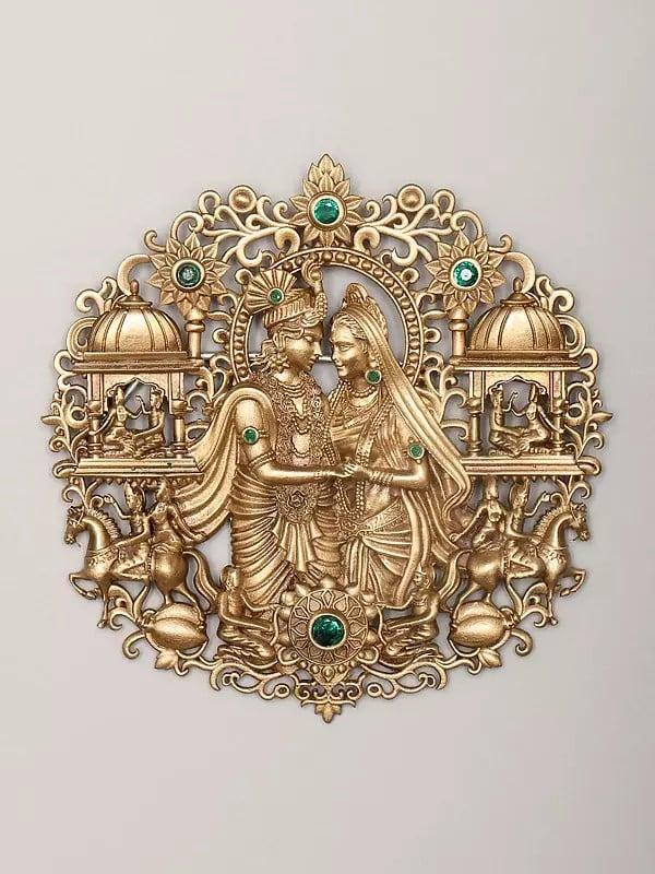exotic india Stone Studded Radha Krishna Brooch 