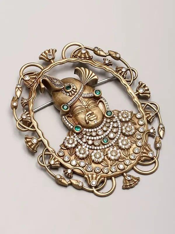 Exotic India Stone Studded Shrinathji Brooch 