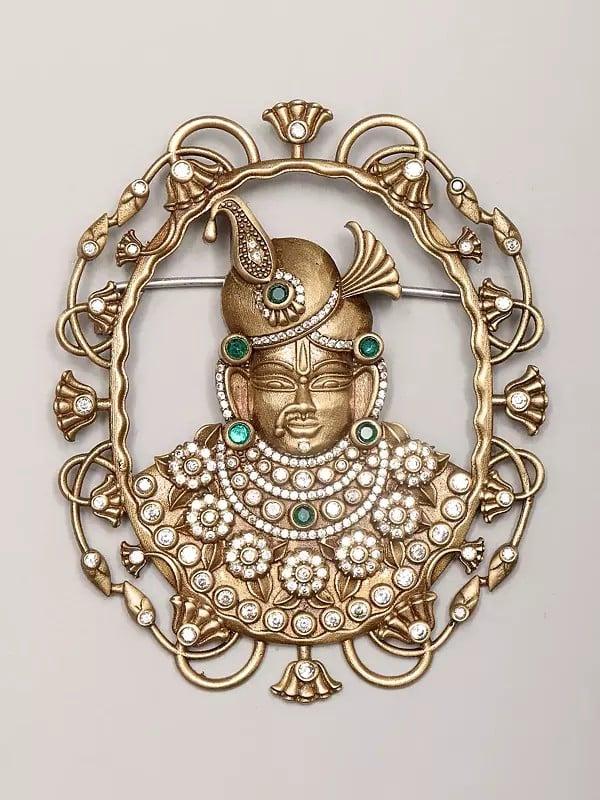 exotic india Stone Studded Shrinathji Brooch 