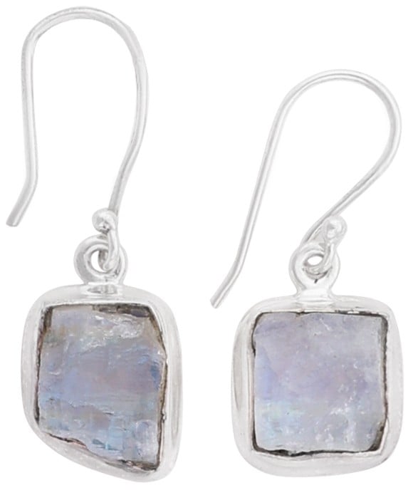 Exotic India Stylish Earrings With Rugged Gemstone