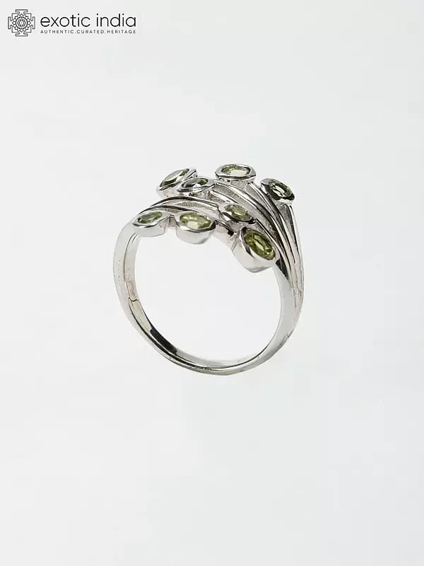 Exotic India Stylish Faceted Peridot Ring 