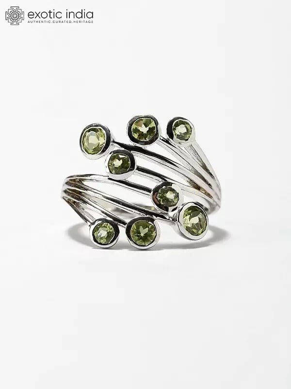 Exotic India Stylish Faceted Peridot Ring 