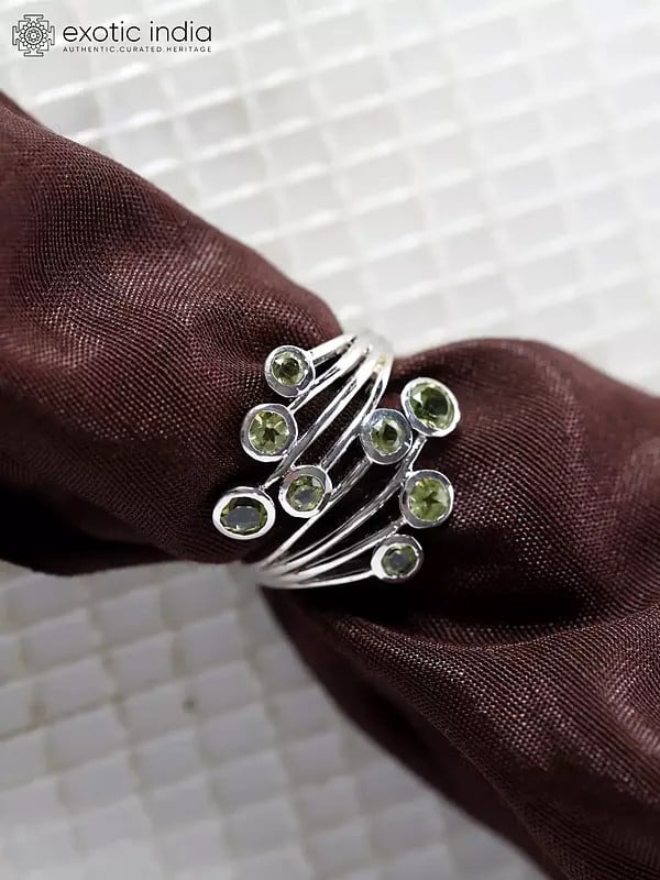 Exotic India Stylish Faceted Peridot Ring 