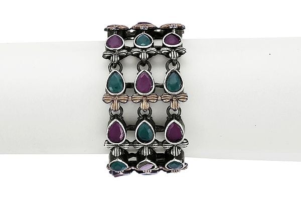 exotic india Stylish Silver and Gold Tone Bracelet 