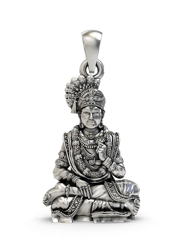 exotic india Swaminarayan Sterling Silver Pendant
