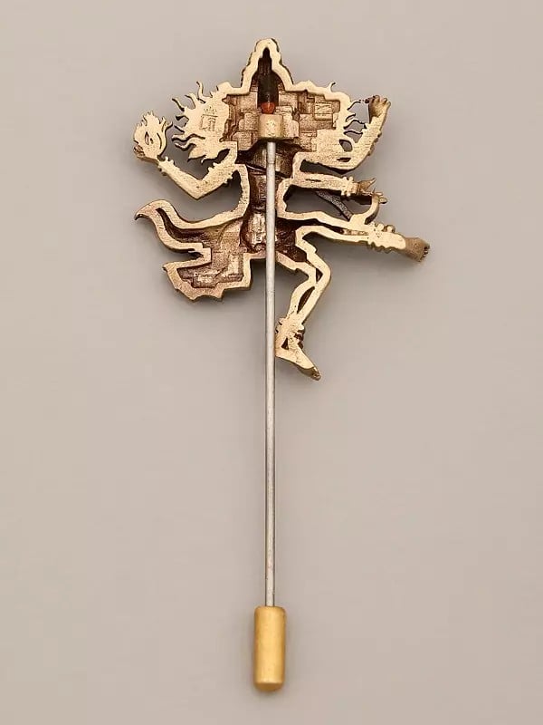 Exotic India Tandava Shiva Brass Lapel Pin 