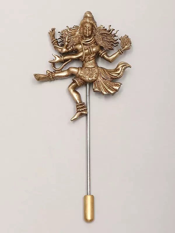 exotic india Tandava Shiva Brass Lapel Pin 