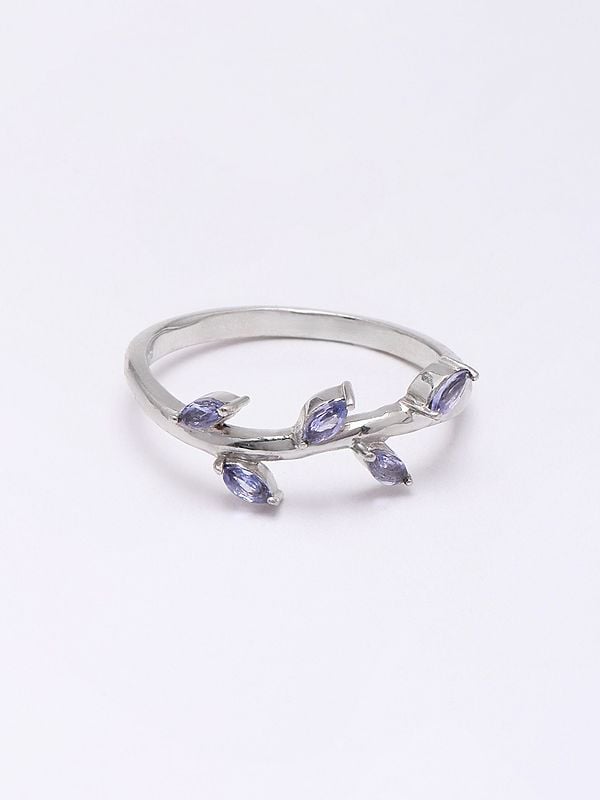 Exotic India Tanzanite Gemstone Leaf Cluster Ring 