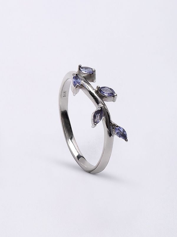 Exotic India Tanzanite Gemstone Leaf Cluster Ring 