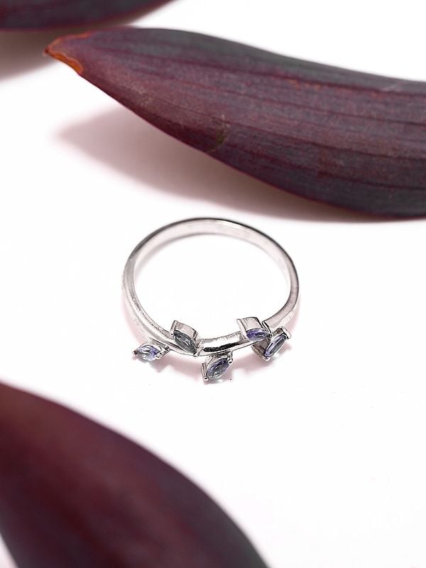 Exotic India Tanzanite Gemstone Leaf Cluster Ring 