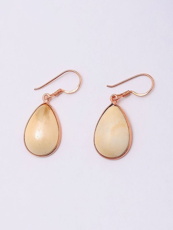 Exotic India Teardrop Cut Pearl Hook Earrings 