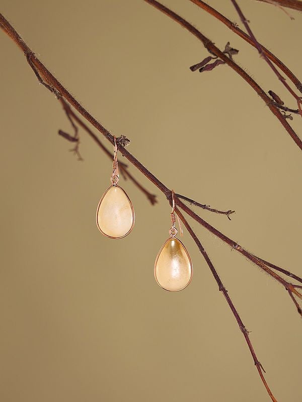 Exotic India Teardrop Cut Pearl Hook Earrings 