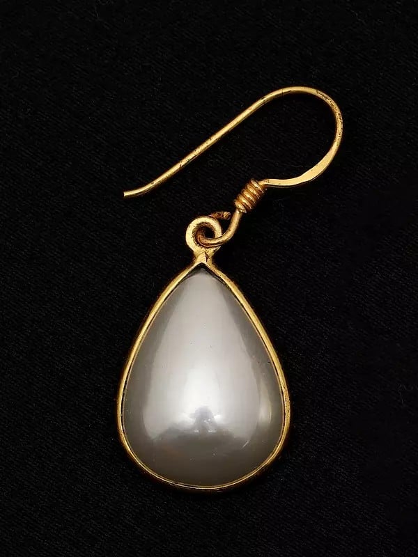 Exotic India Teardrop Shape Pearl Hook Earrings 