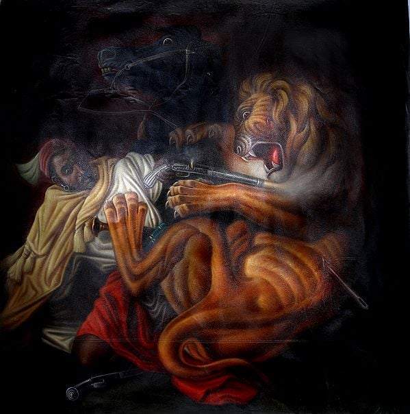 exotic india The Hunt of a Lion