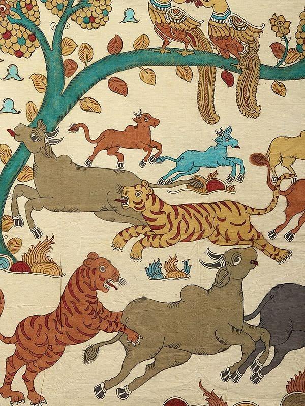 Exotic India The Jungle Scene | Kalamkari Painting 