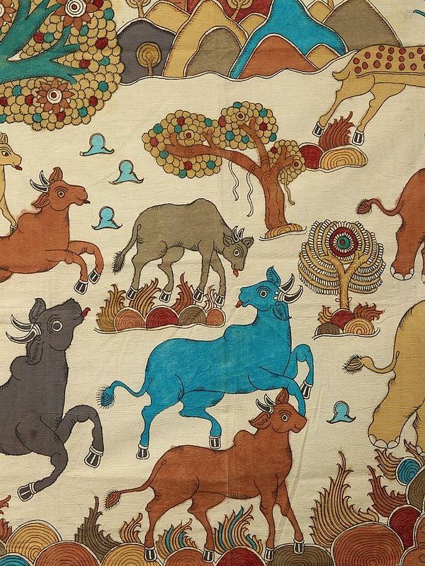 Exotic India The Jungle Scene | Kalamkari Painting 