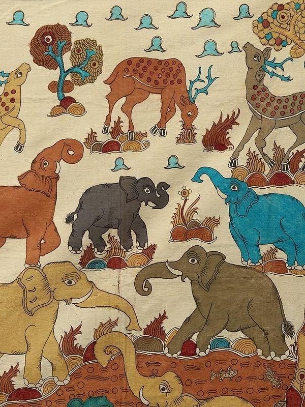 Exotic India The Jungle Scene | Kalamkari Painting 