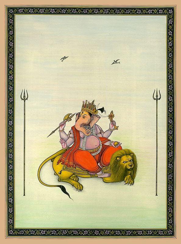 exotic india The Simhavahana Of Lord Ganesha 
