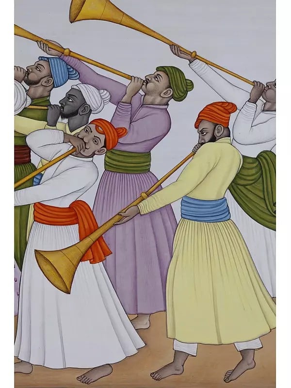 Exotic India The Trumpeters | Watercolor On Paper 
