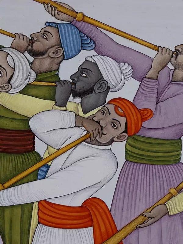 Exotic India The Trumpeters | Watercolor On Paper 