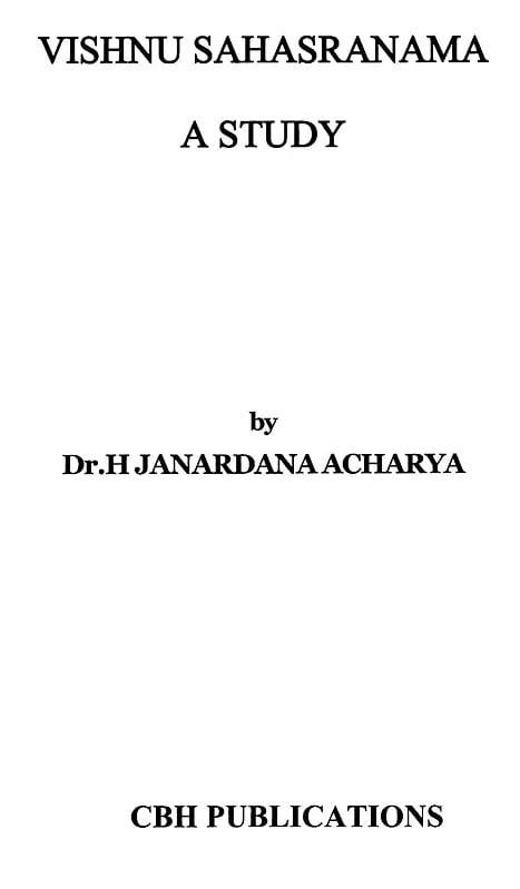 Exotic India The Vishnu Sahasranama A Study 