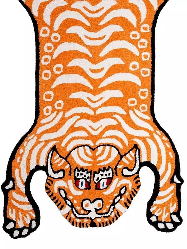 Exotic India Tibetan Tiger Wool Mat From Mirzapur 
