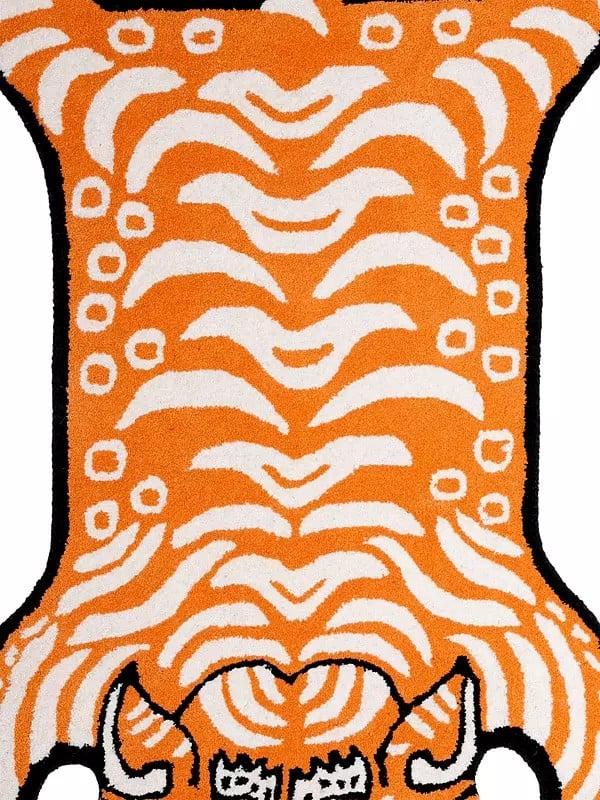 Exotic India Tibetan Tiger Wool Mat From Mirzapur 