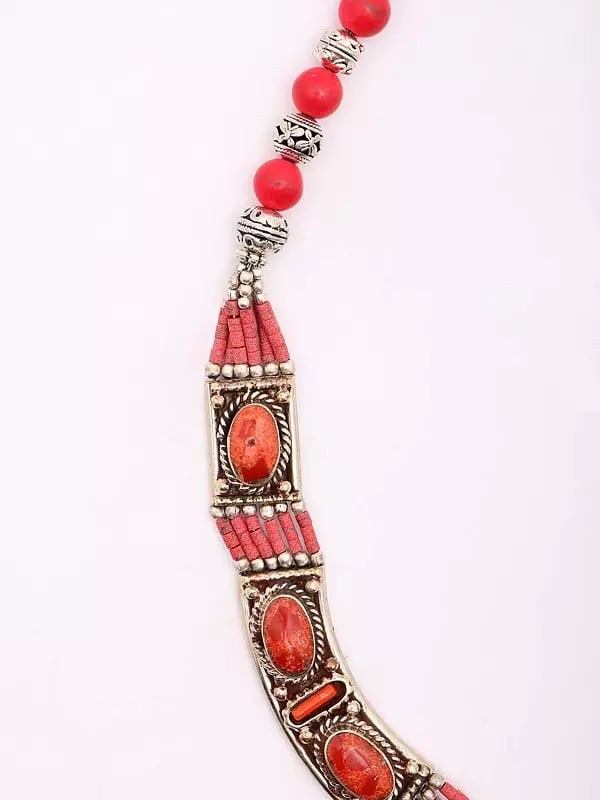 Exotic India Tibetan Tribal Red Stone Necklace 