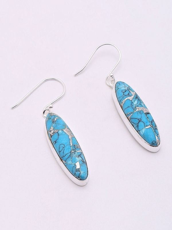 Exotic India Tibetan Turquoise Dangle Earrings 