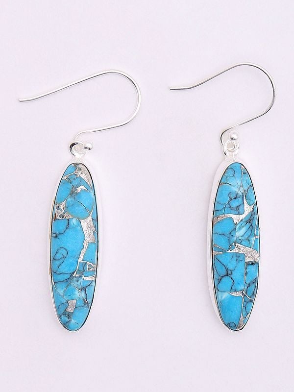 Exotic India Tibetan Turquoise Dangle Earrings 