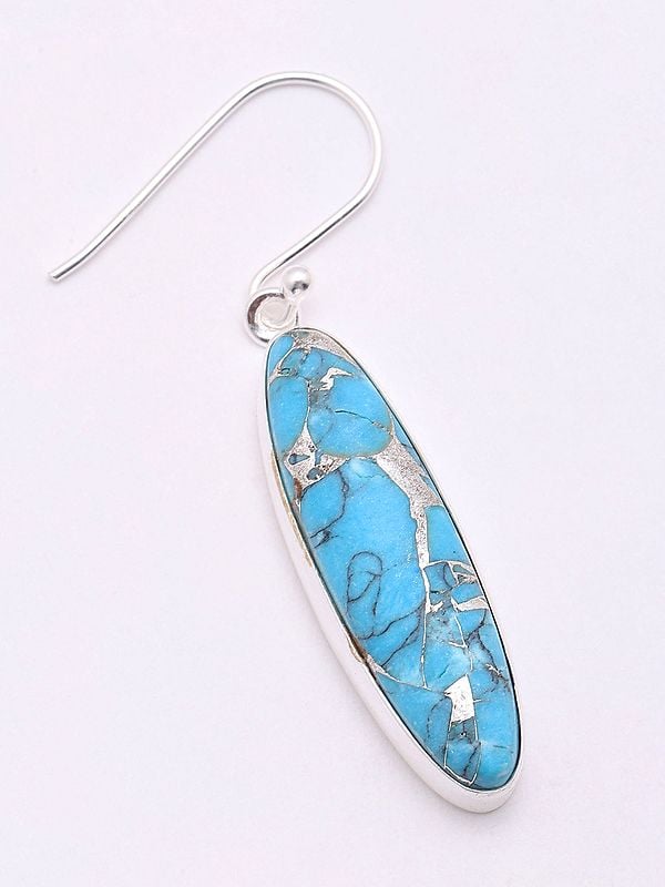 Exotic India Tibetan Turquoise Dangle Earrings 