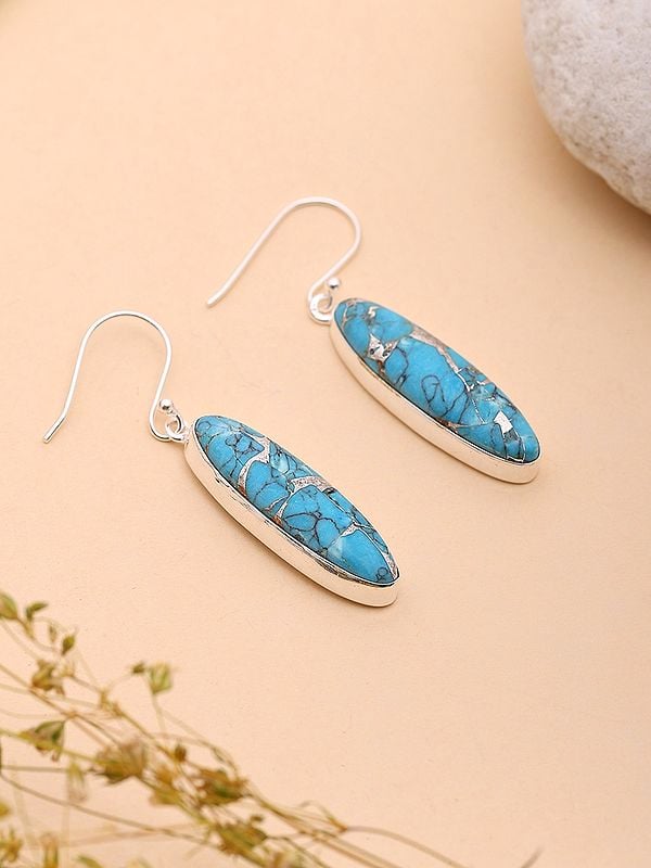 exotic india Tibetan Turquoise Dangle Earrings