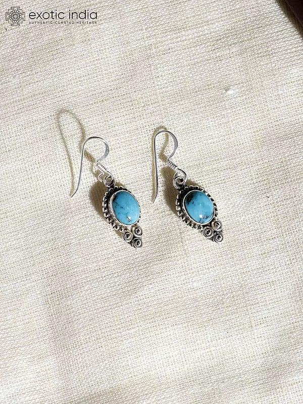 Exotic India Tibetan Turquoise Hook Earrings