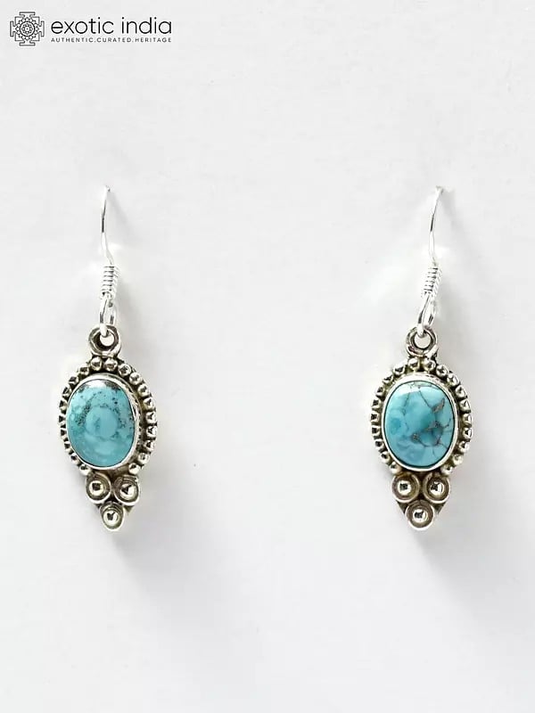 exotic india Tibetan Turquoise Hook Earrings 