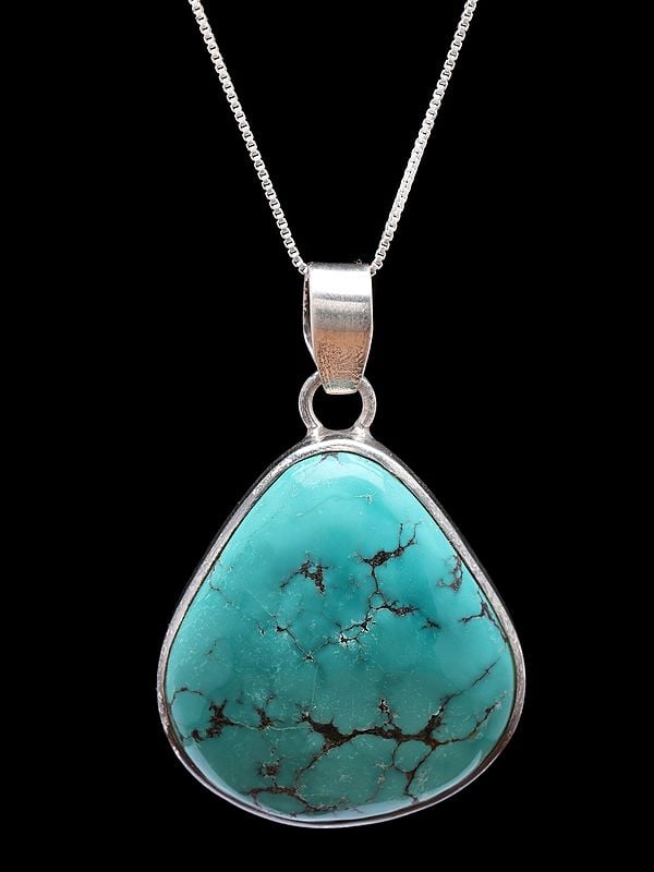 Exotic India Tibetan Turquoise Triangle Pendant 